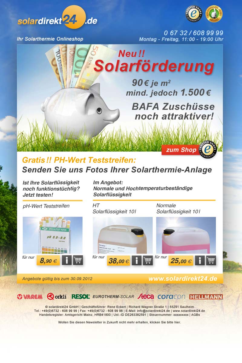 September- Newsletter von solardirekt24.de